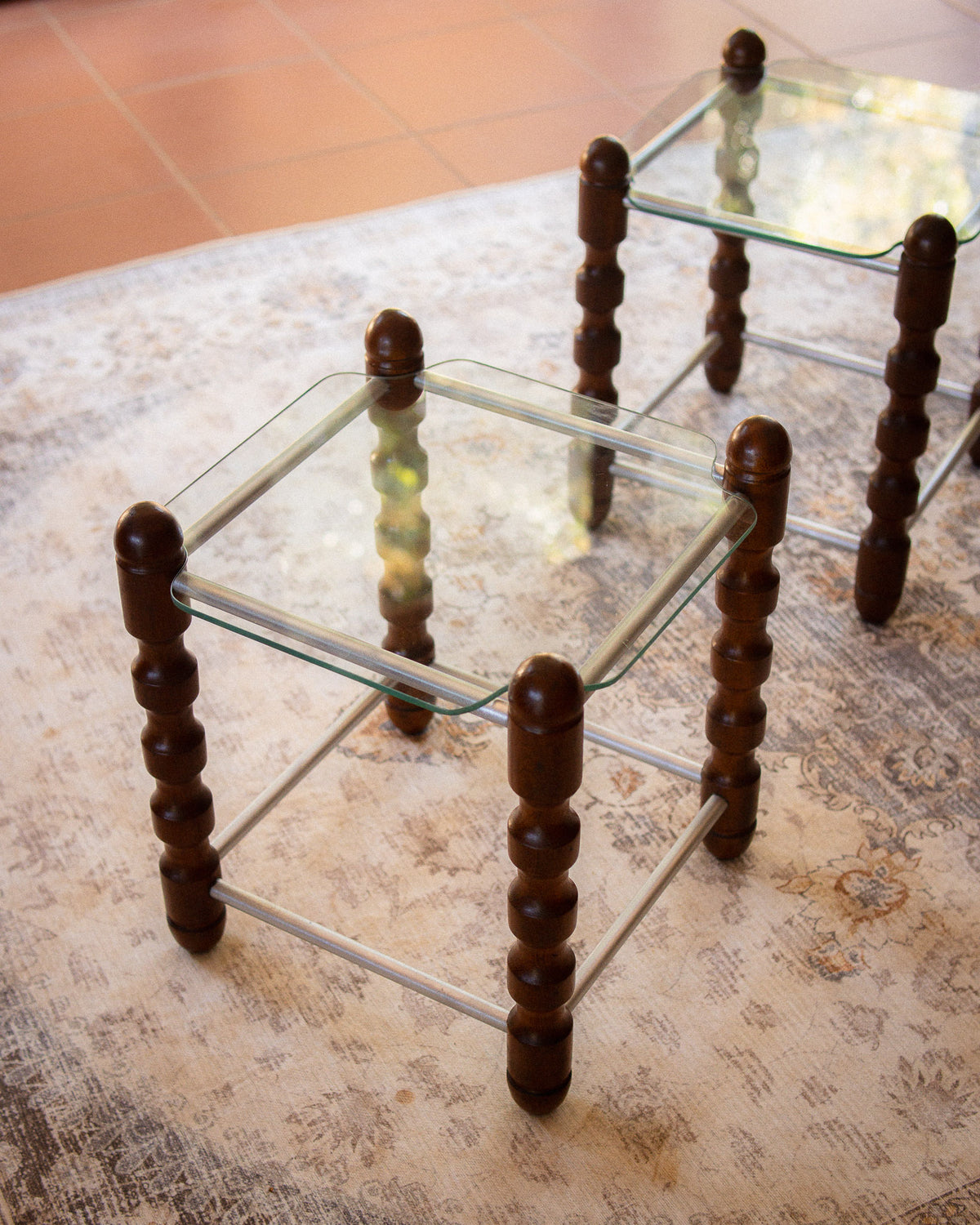 Pair of 1970s Atomic-Style Side Tables