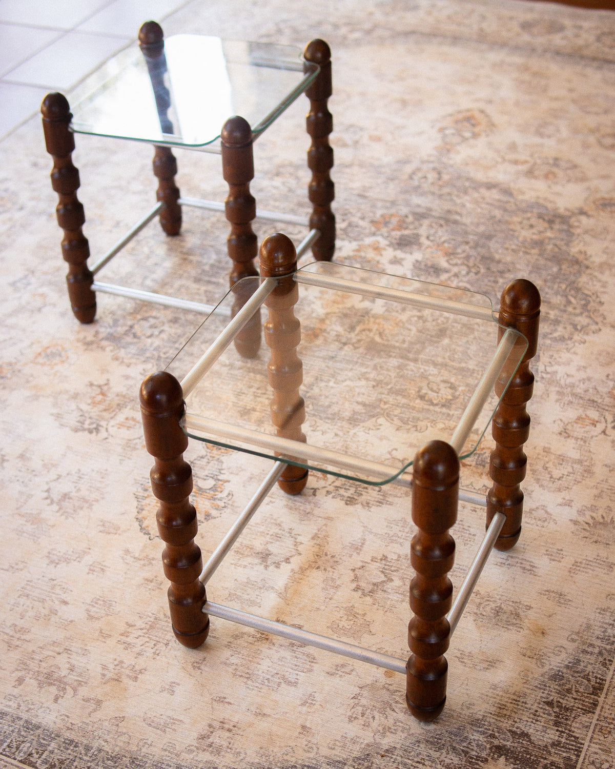 Pair of 1970s Atomic-Style Side Tables