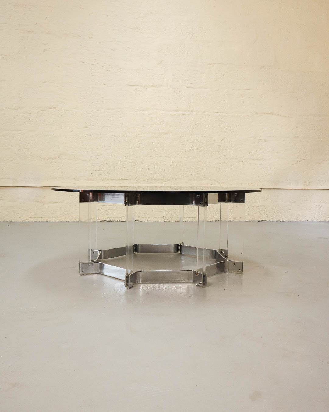 Chrome and Lucite Italian Vintage Coffee Table