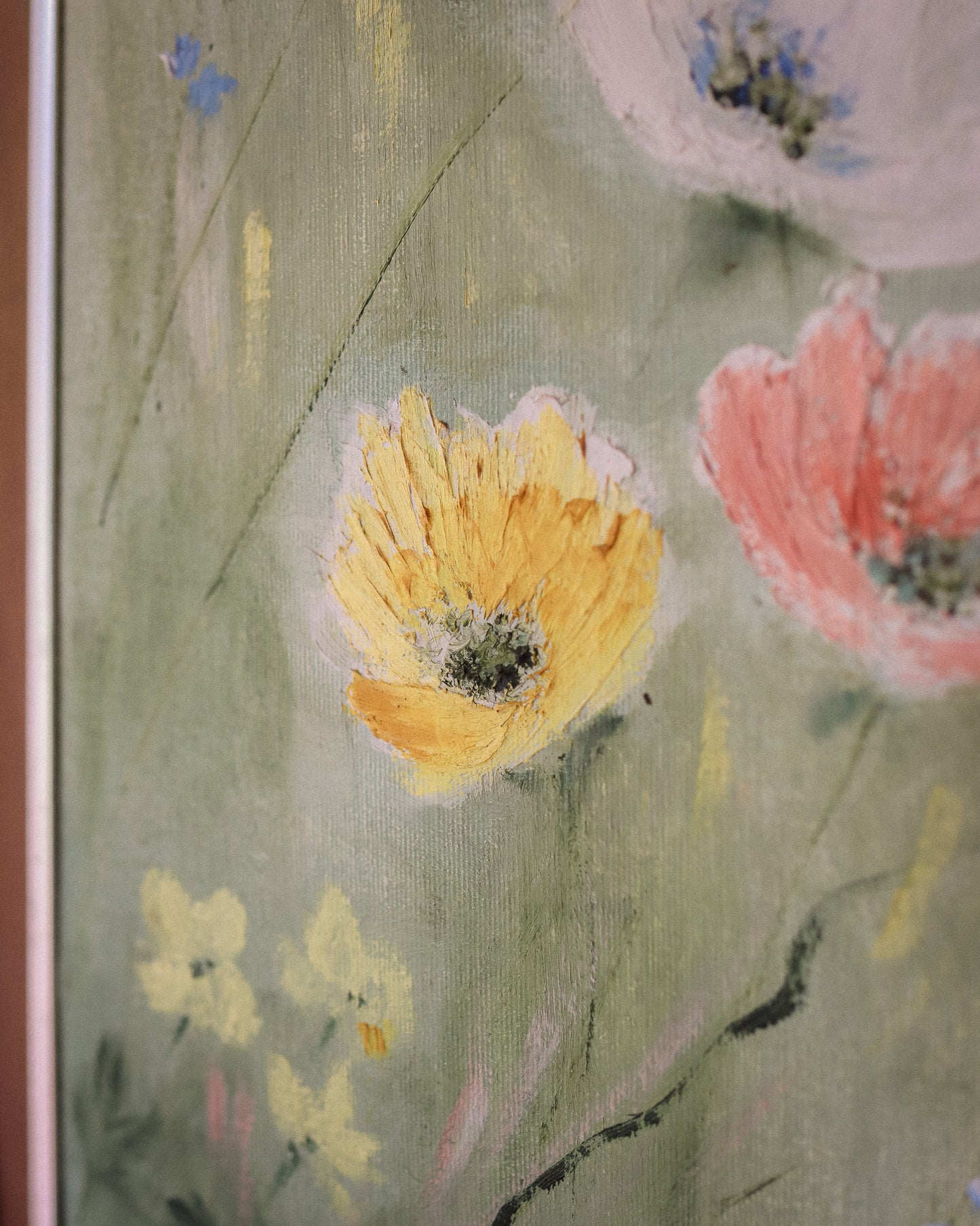 Original Floral Painting in Silver Frame