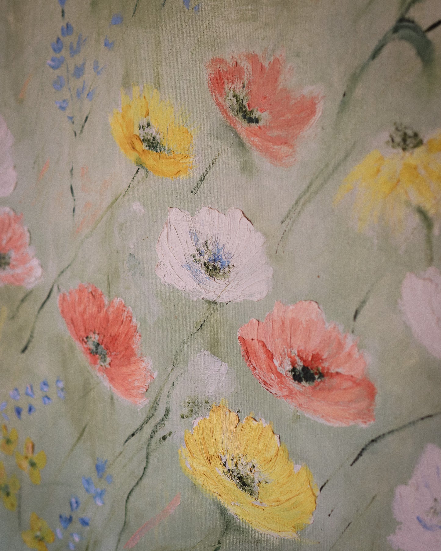 Original Floral Painting in Silver Frame