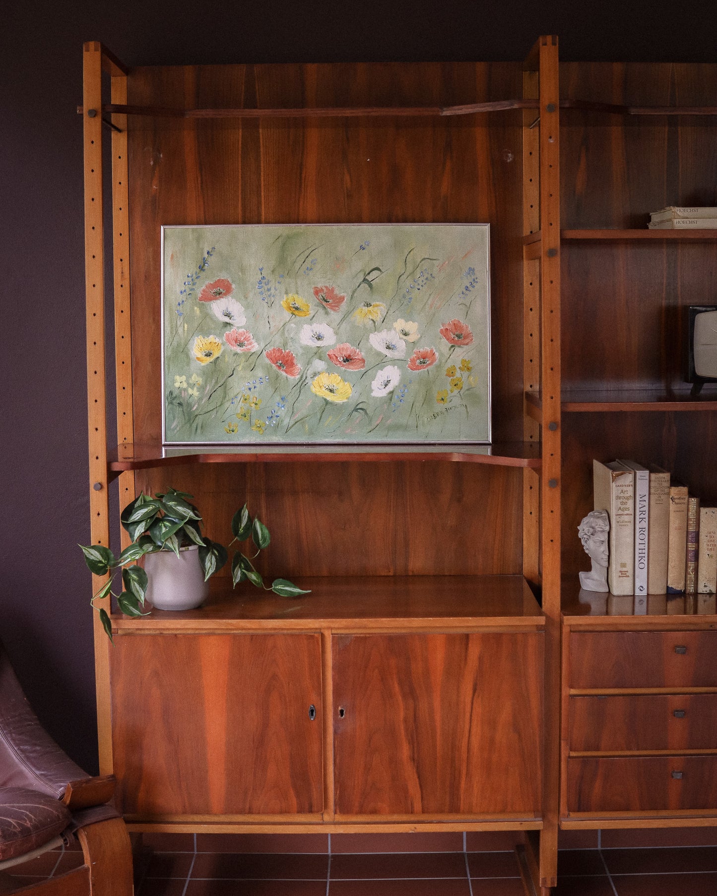 Original Floral Painting in Silver Frame
