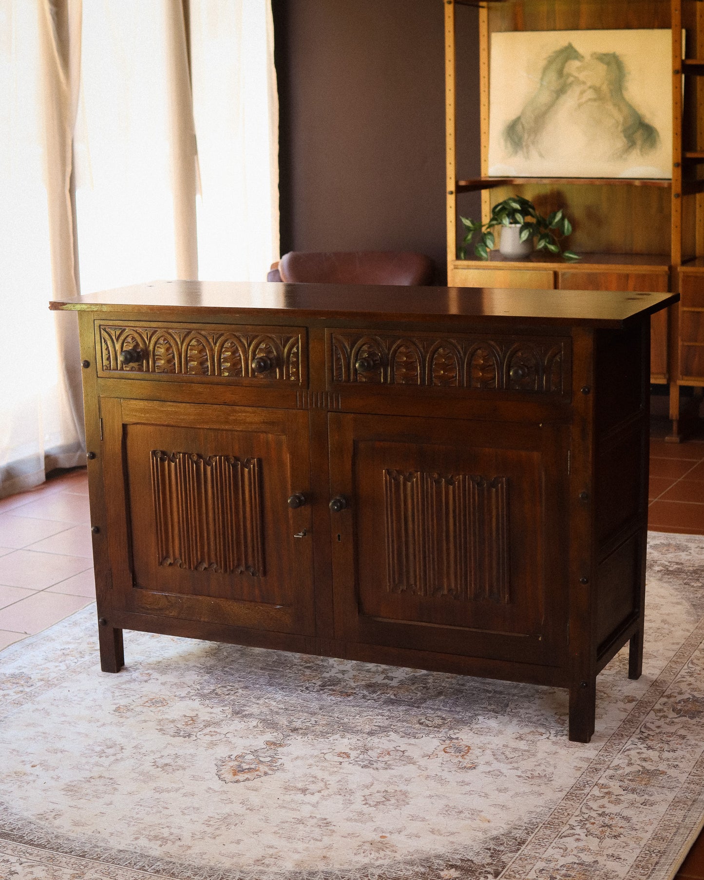 Gothic-Style Carved Sideboard