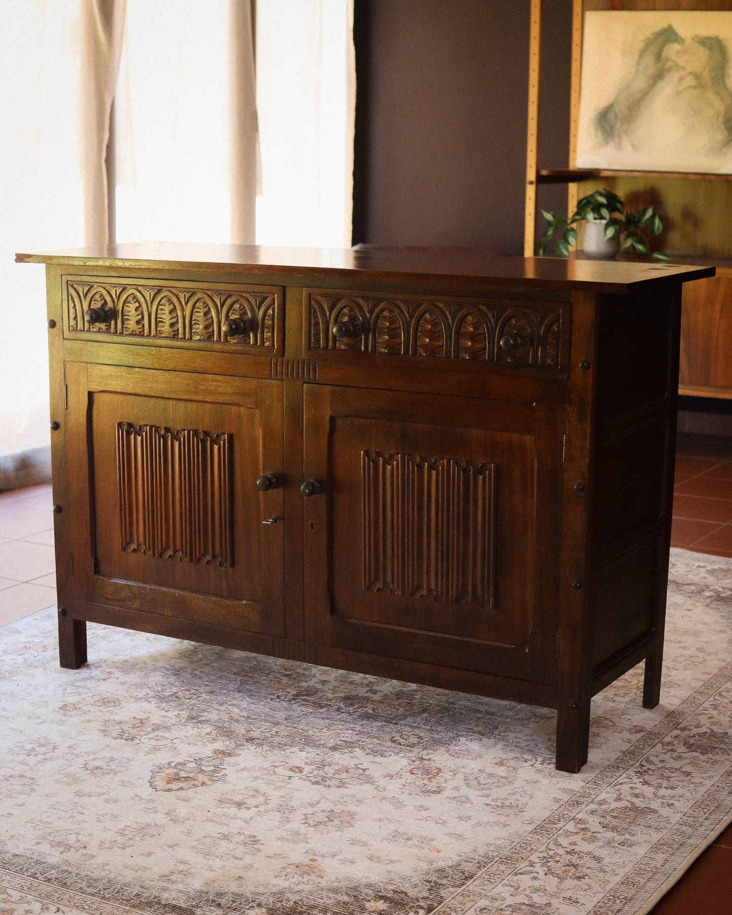 Gothic-Style Carved Sideboard