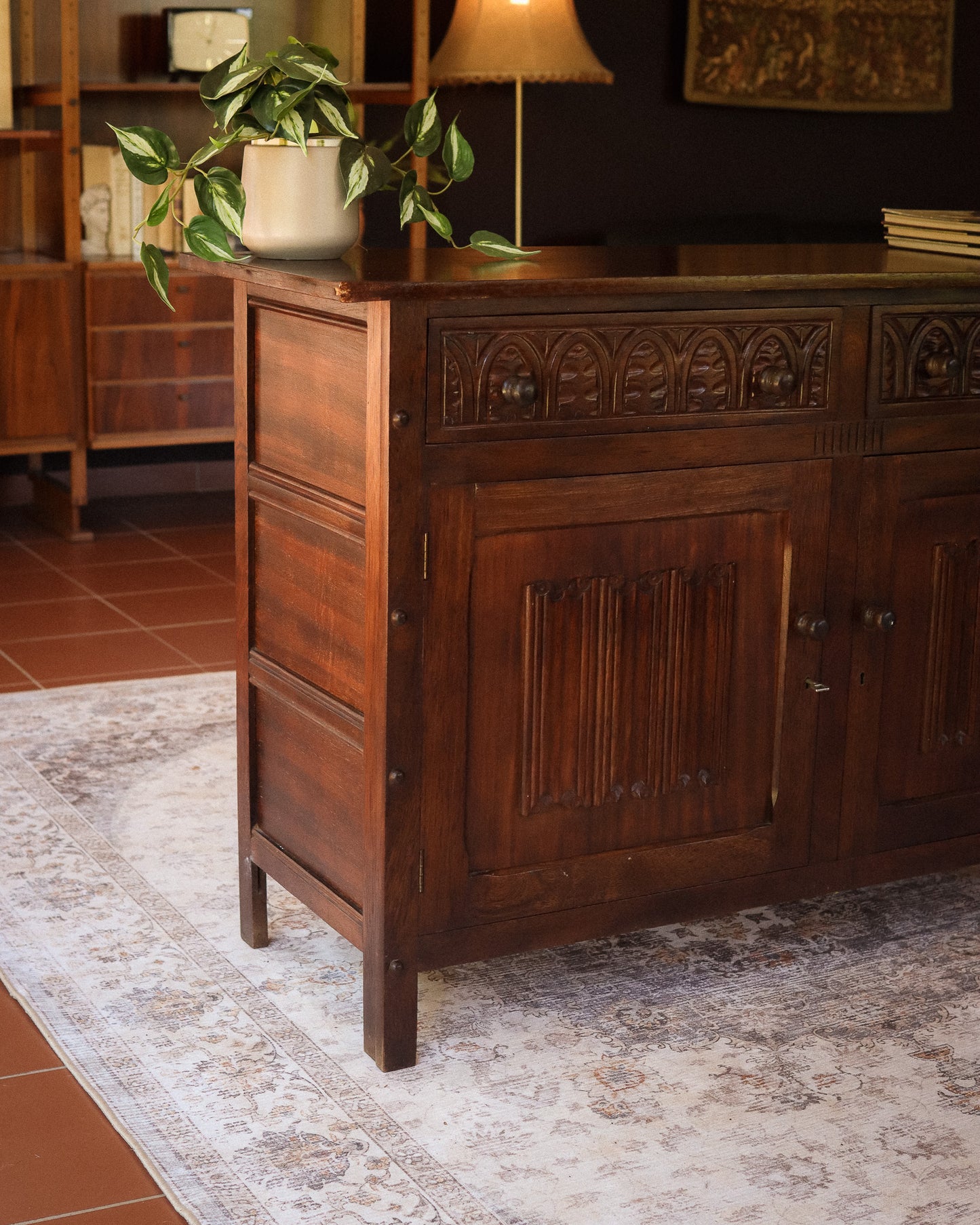 Gothic-Style Carved Sideboard
