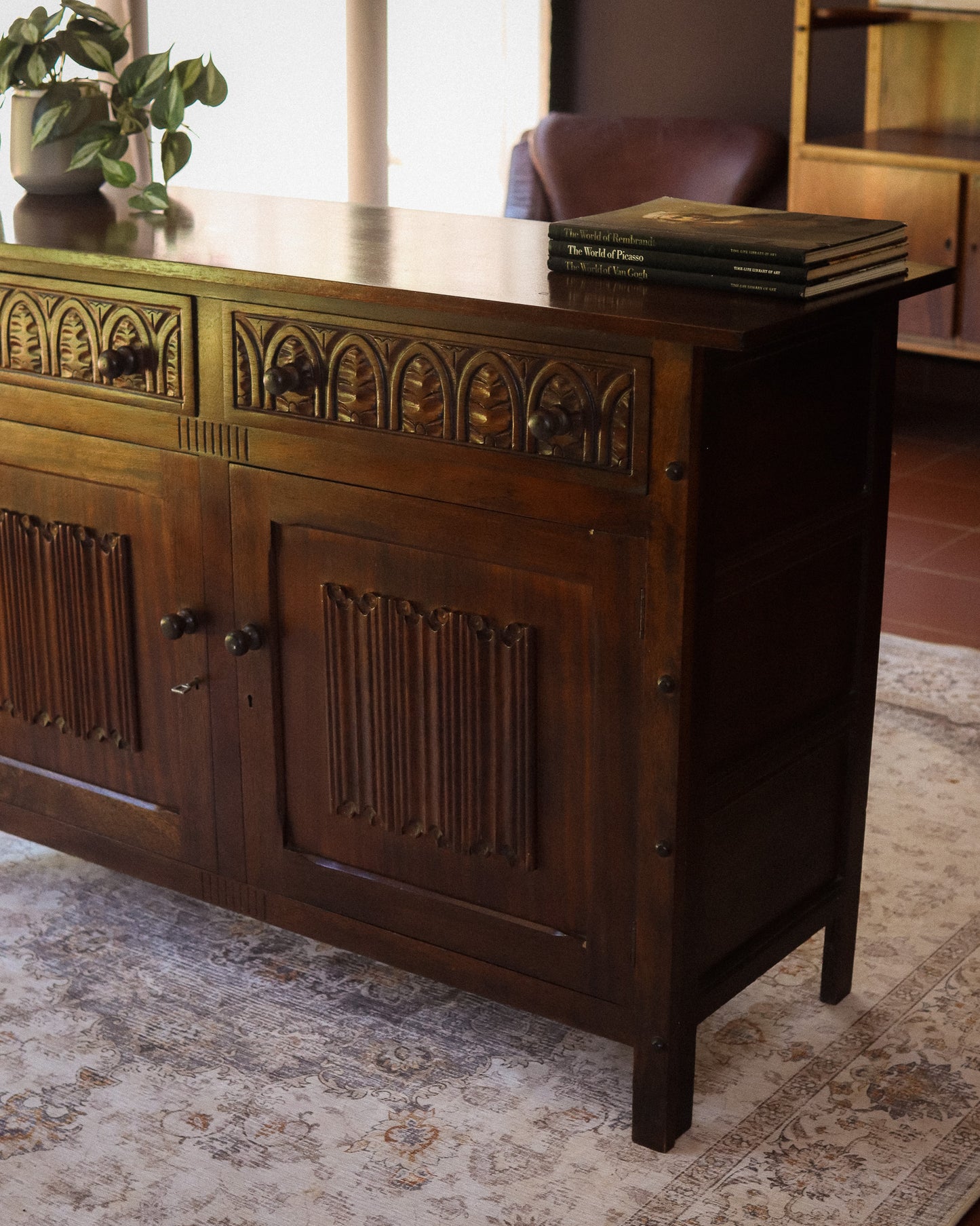Gothic-Style Carved Sideboard