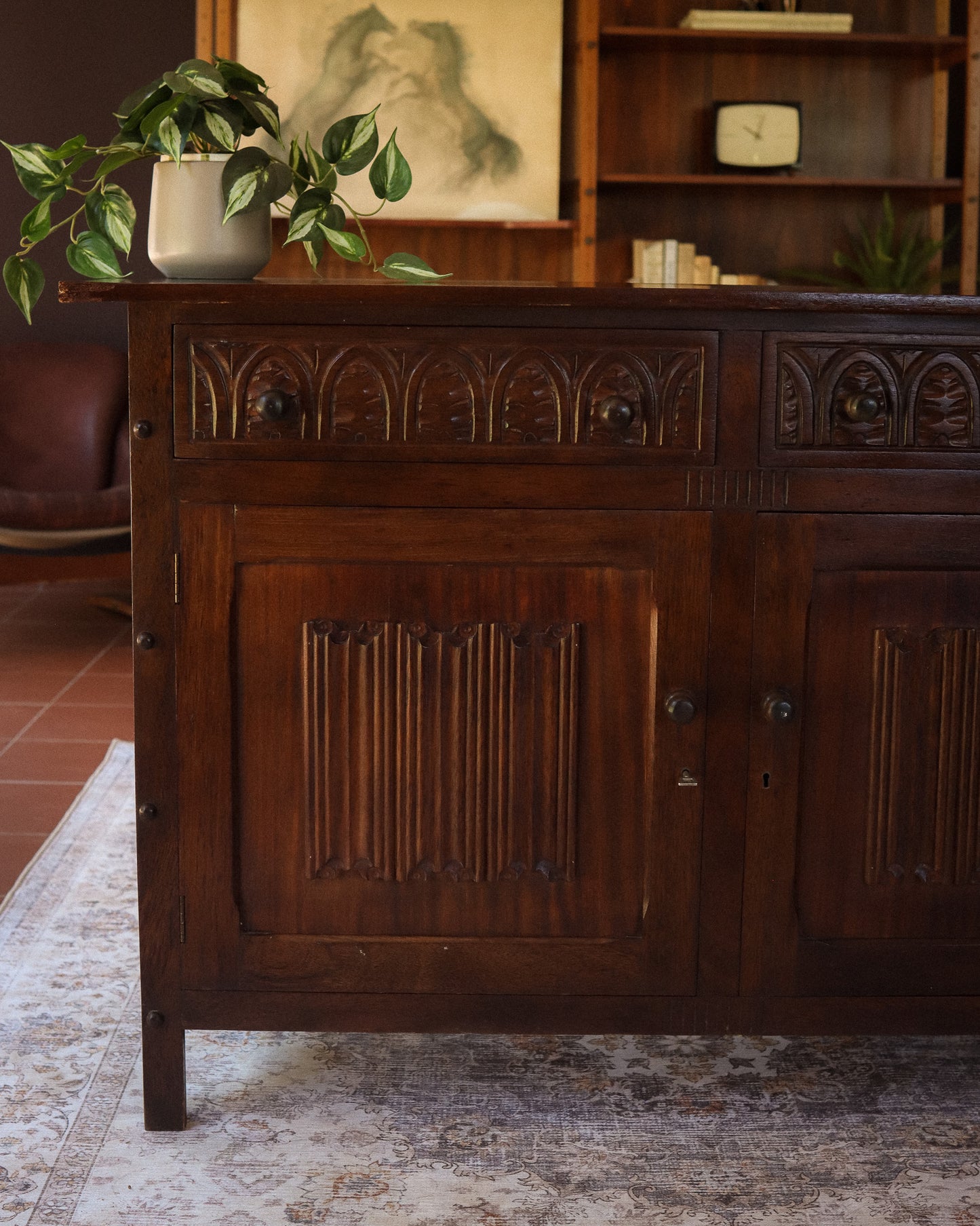 Gothic-Style Carved Sideboard