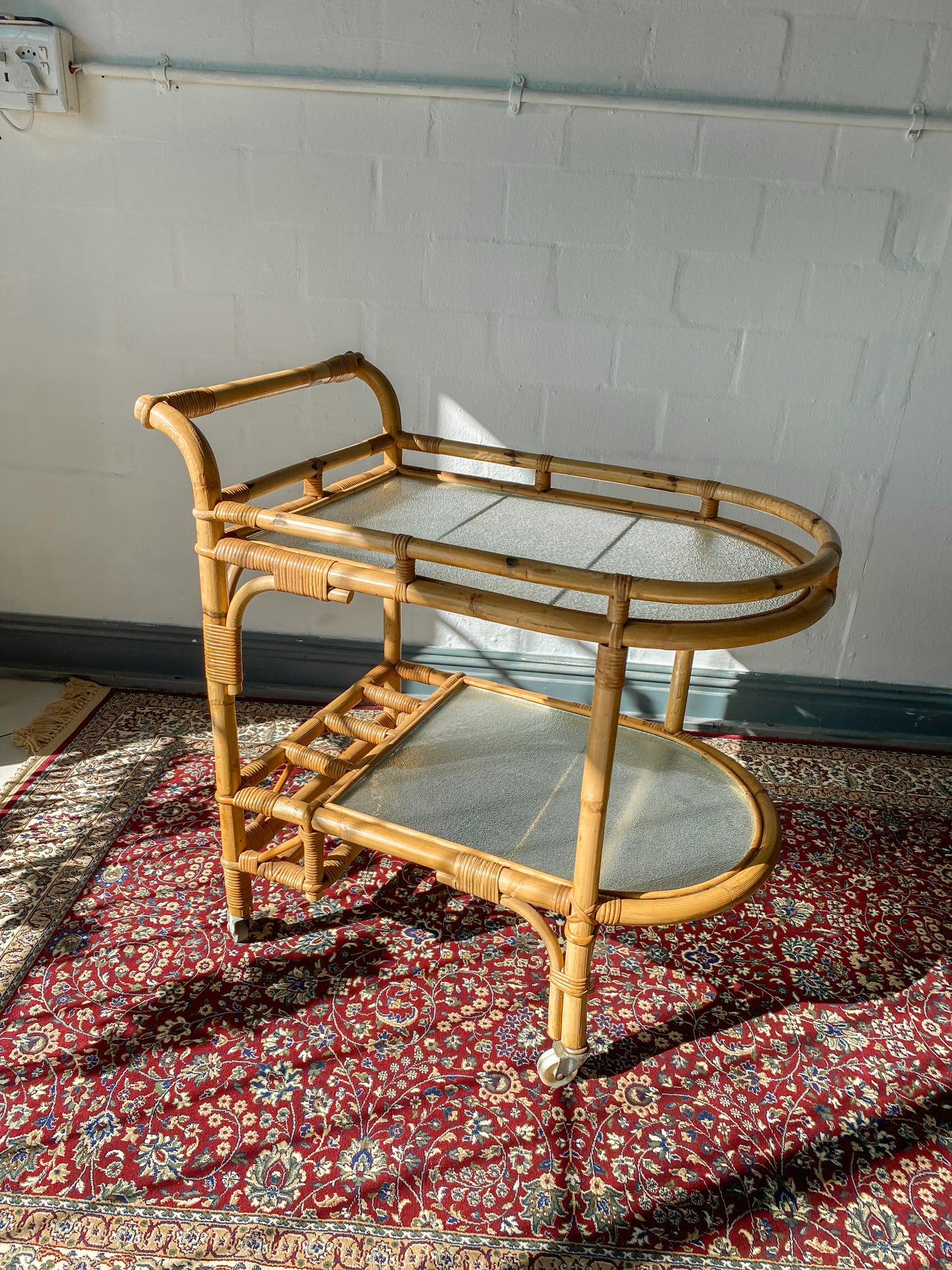 Retro Cane Drinks Trolley