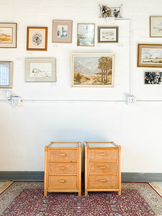 Cane 3 Drawer Pedestals