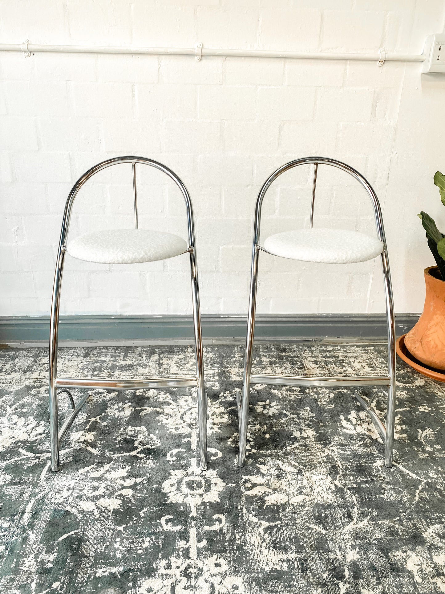 Retro Pair of Chrome Bar Chairs