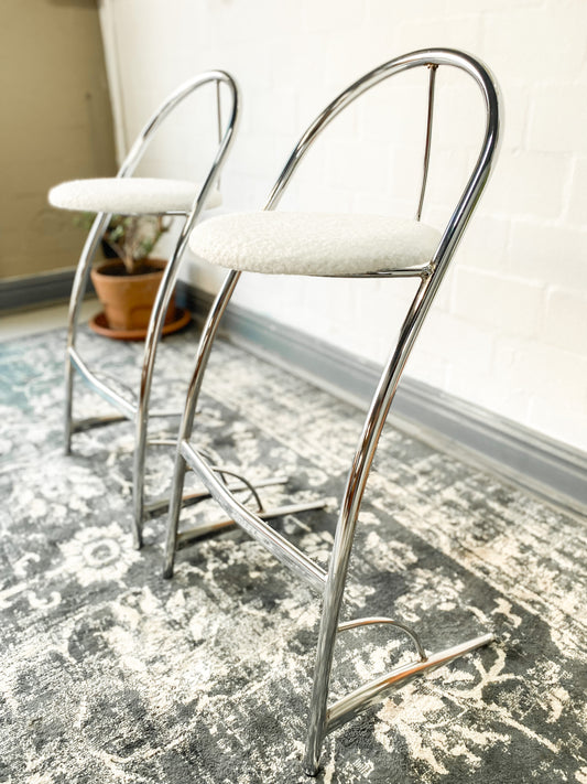 Retro Pair of Chrome Bar Chairs