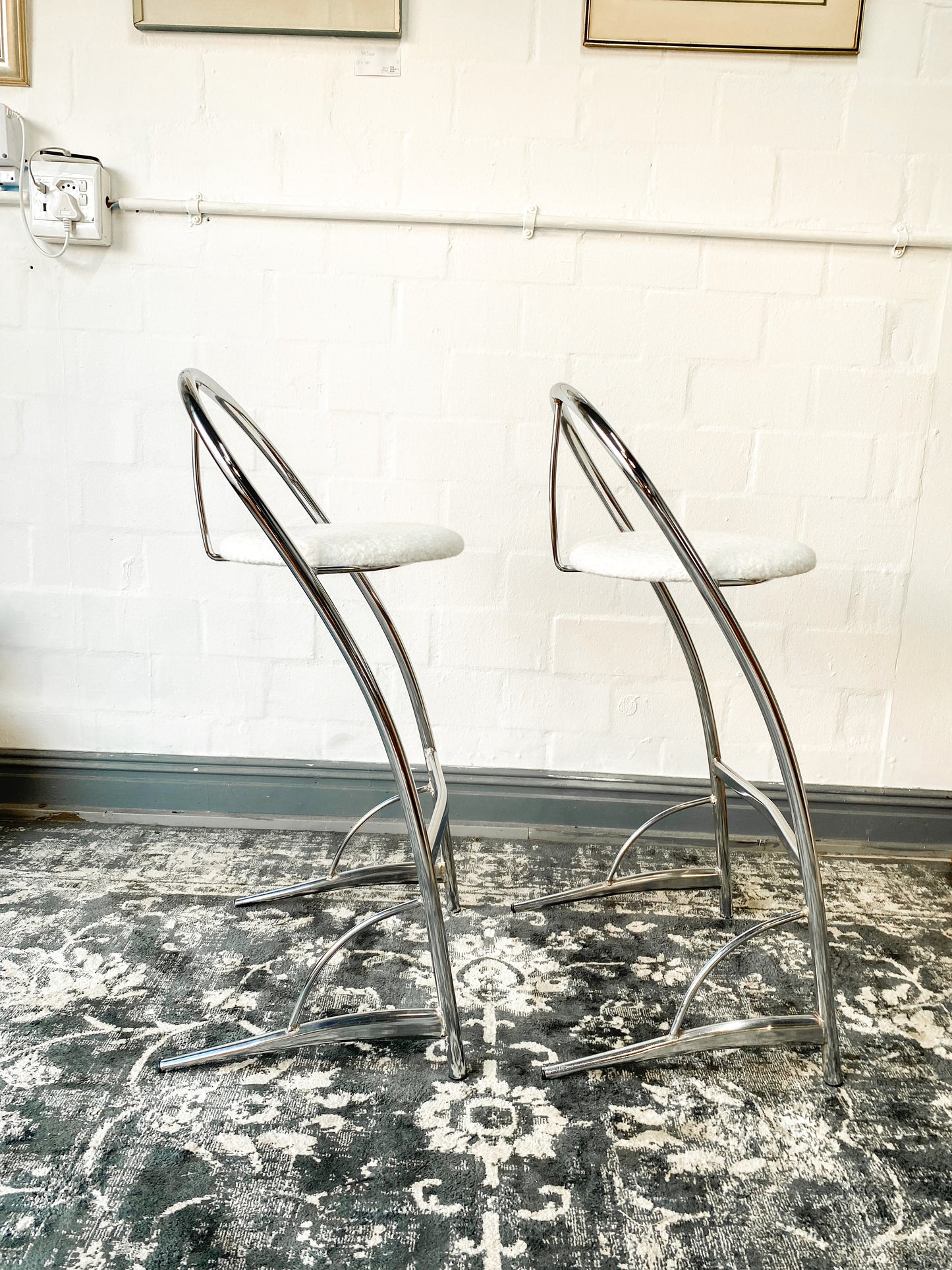 Retro Pair of Chrome Bar Chairs