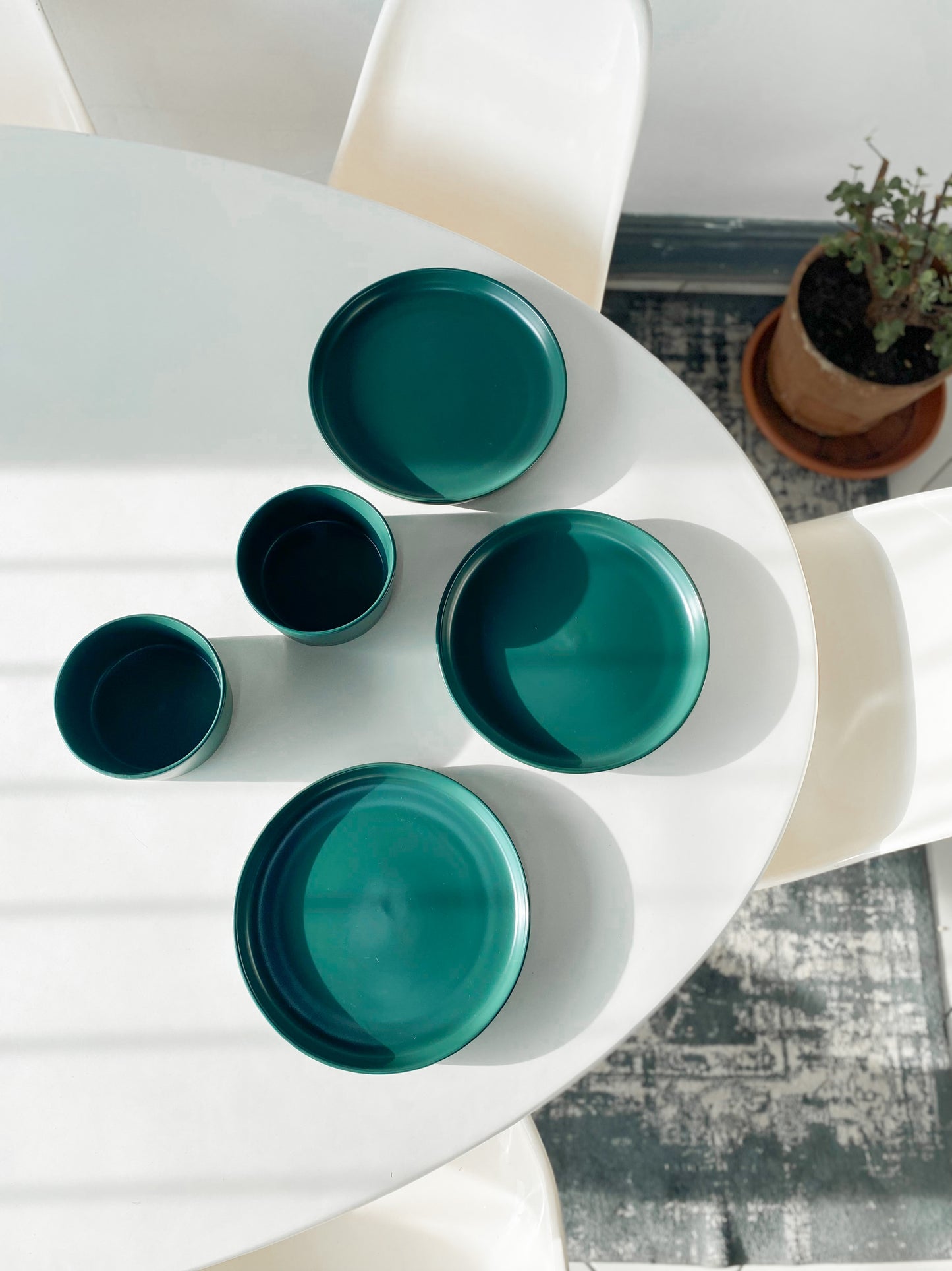 5 Piece Emerald Green Dinner Set