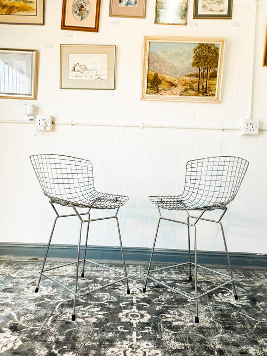 Pair of Bertoia Style Counter Stools
