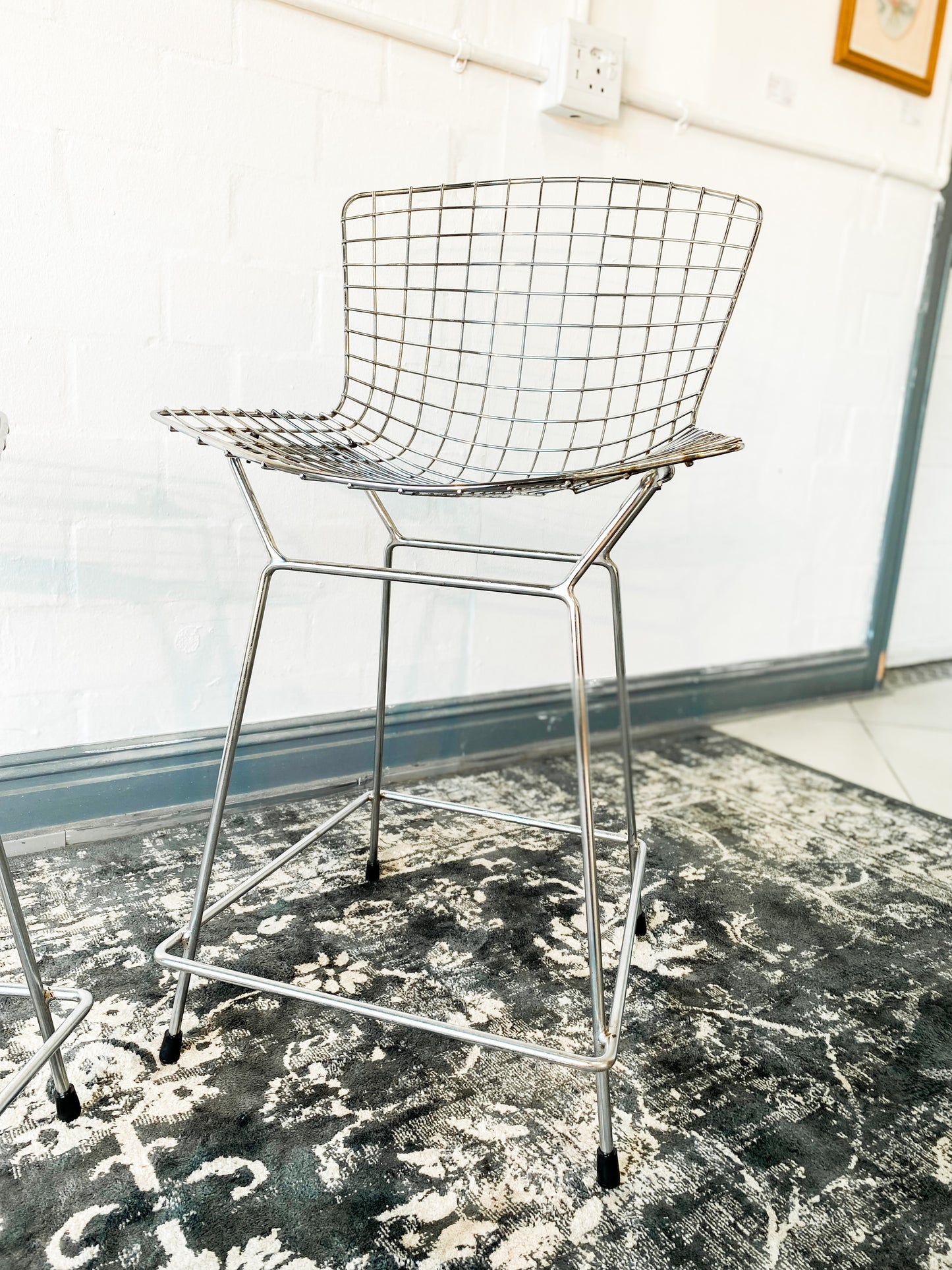 Pair of Bertoia Style Counter Stools
