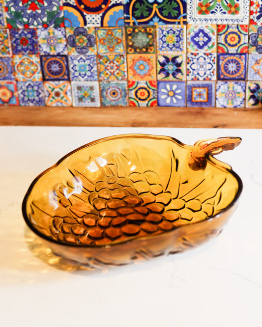 Mid-Century Indiana Glass Co Grape Amber Glass Bowl
