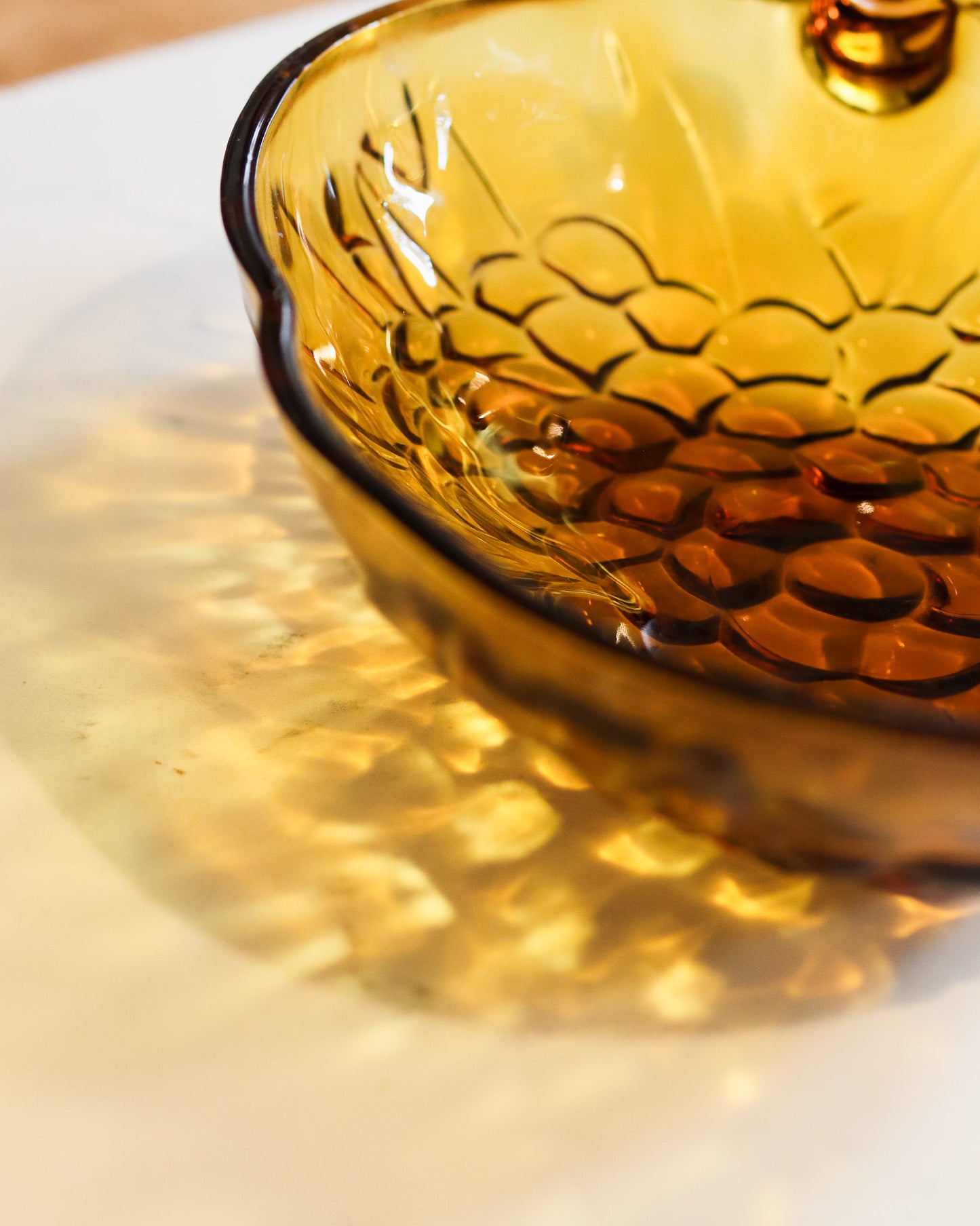 Mid-Century Indiana Glass Co Grape Amber Glass Bowl