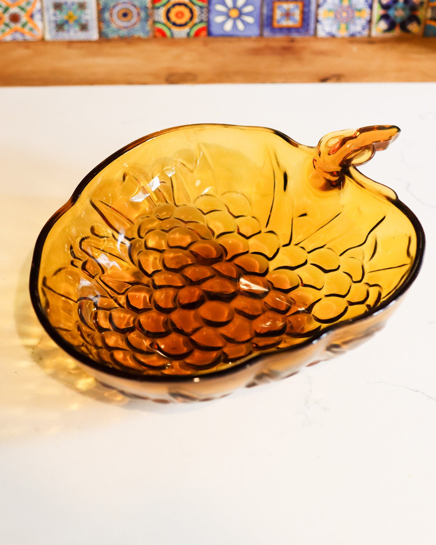 Mid-Century Indiana Glass Co Grape Amber Glass Bowl