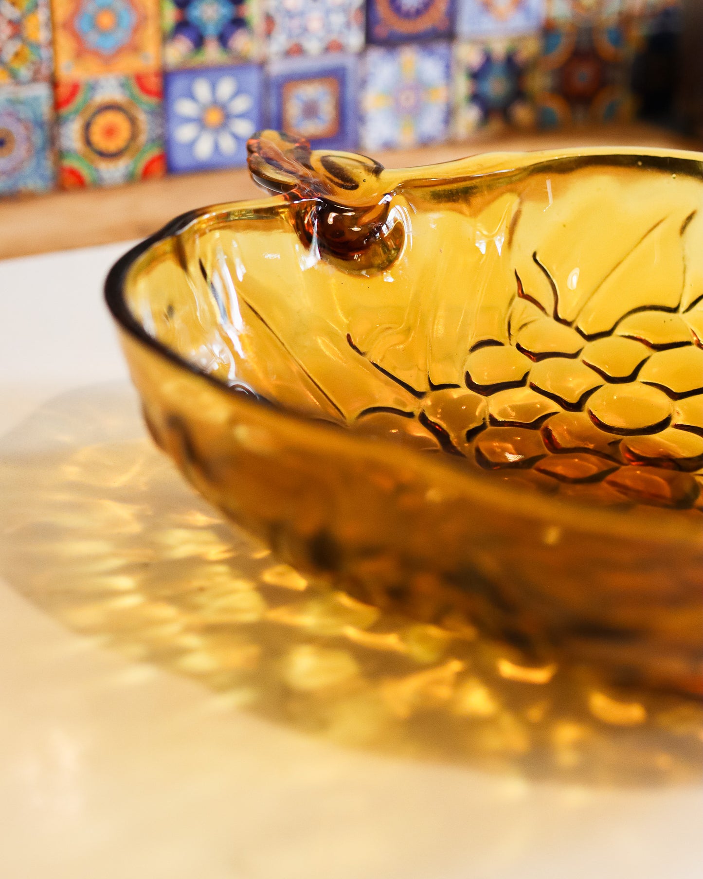 Mid-Century Indiana Glass Co Grape Amber Glass Bowl