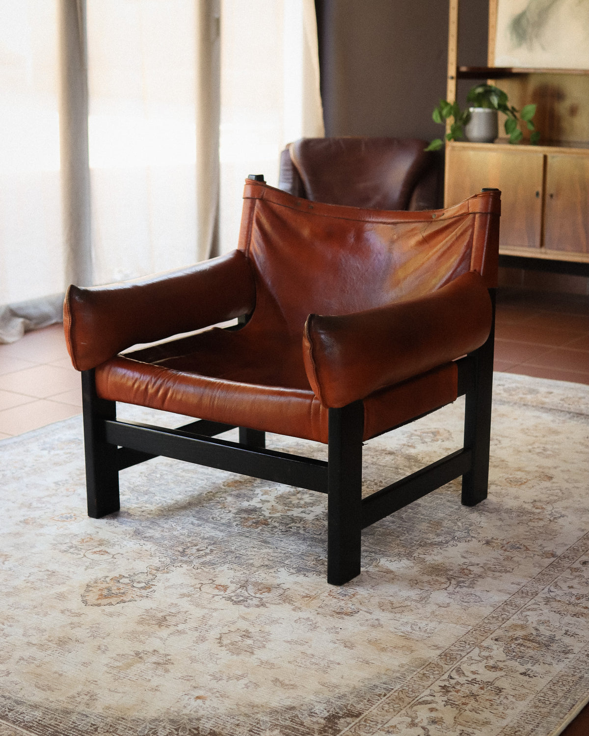 Vintage Leather Sling Chair