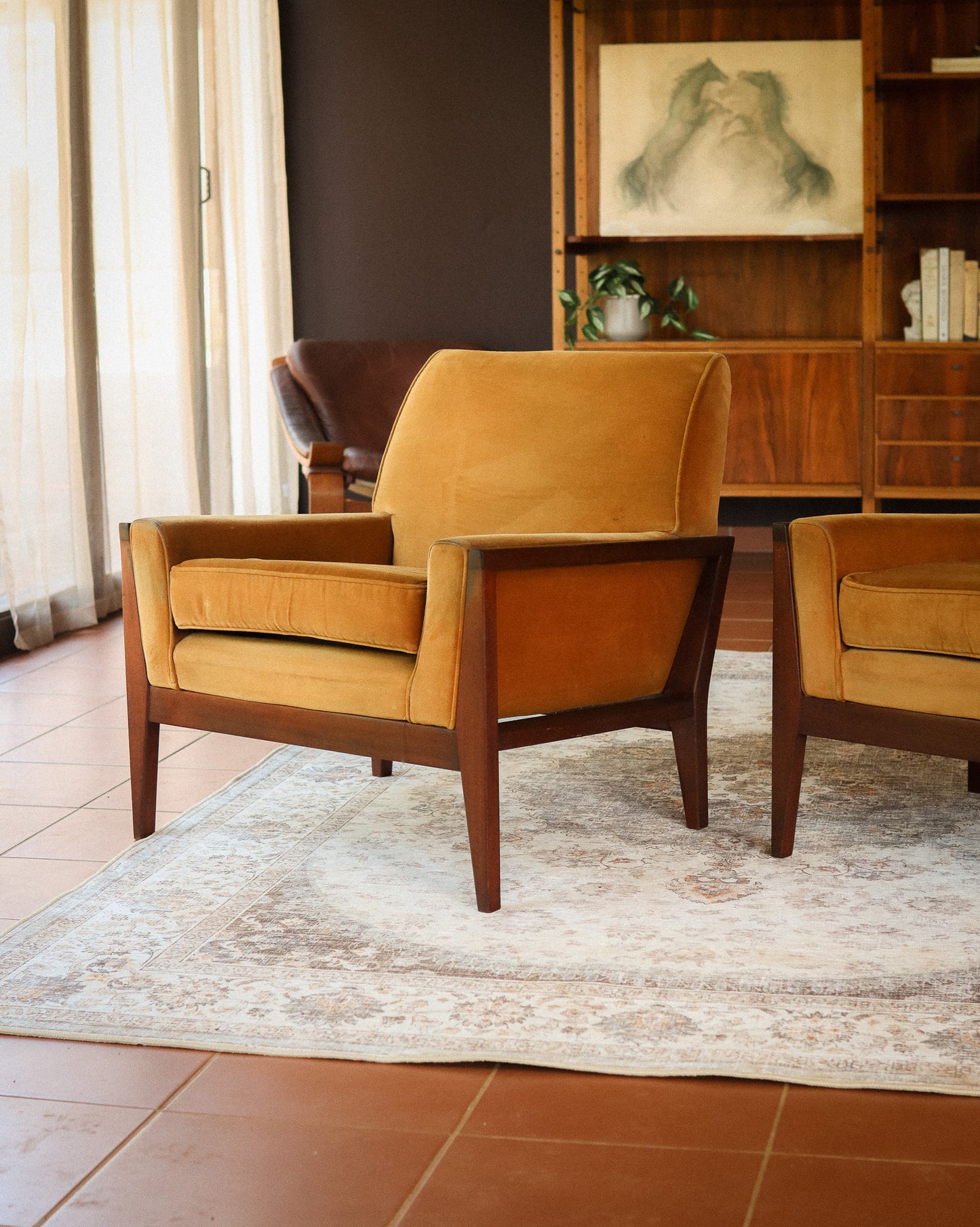 Pair of Mid-Century Velvet Armchairs