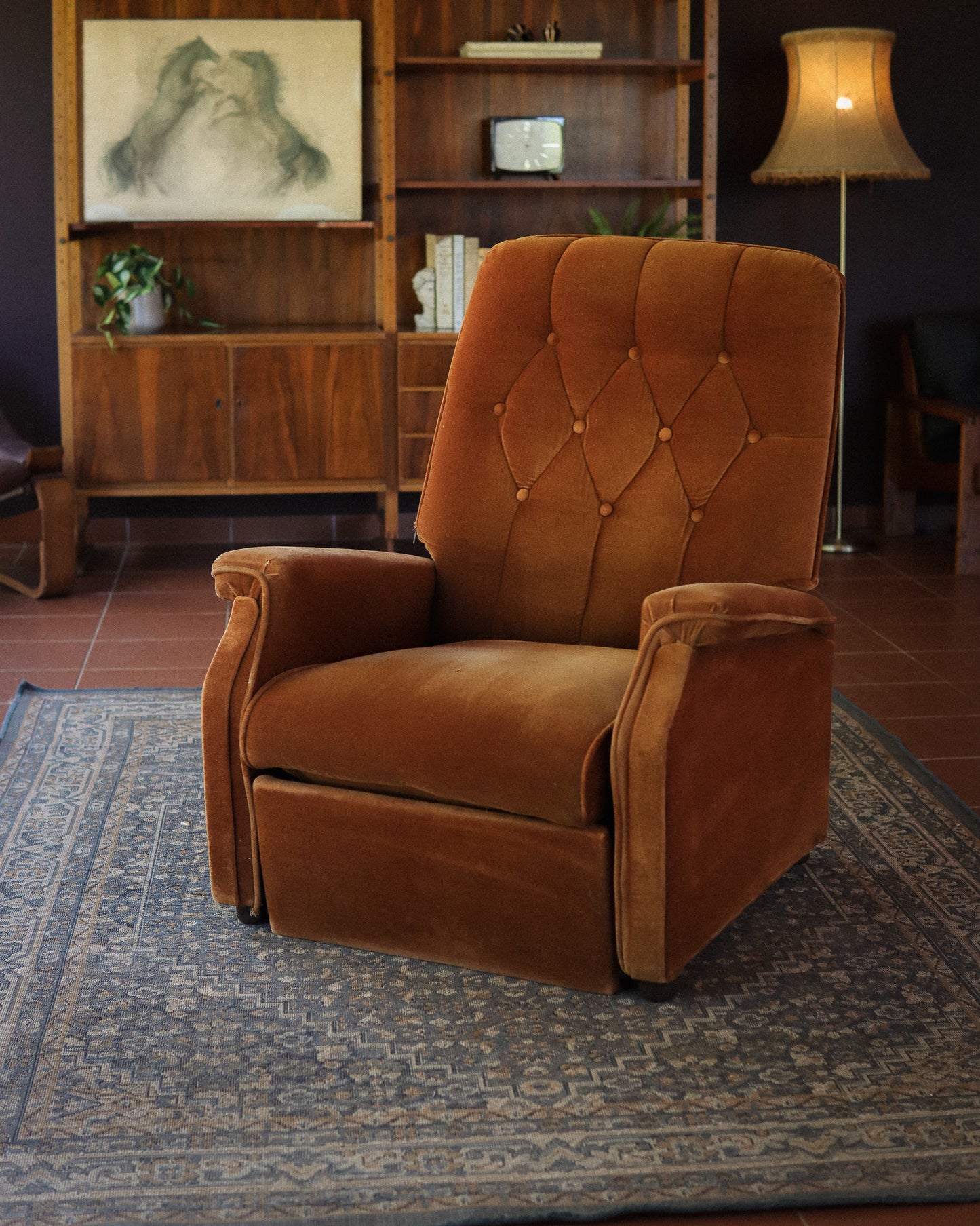 Retro Velvet Recliner