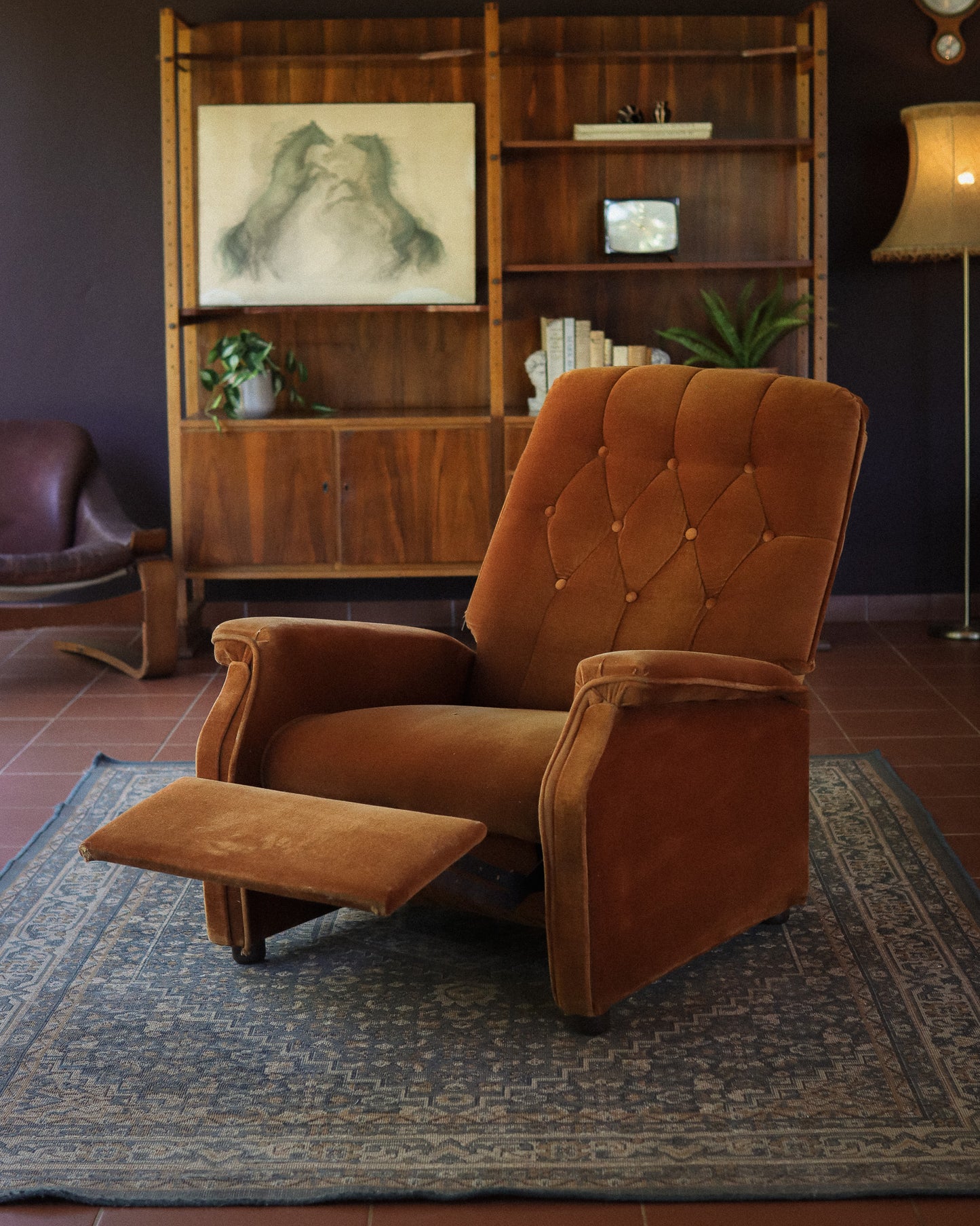 Retro Velvet Recliner