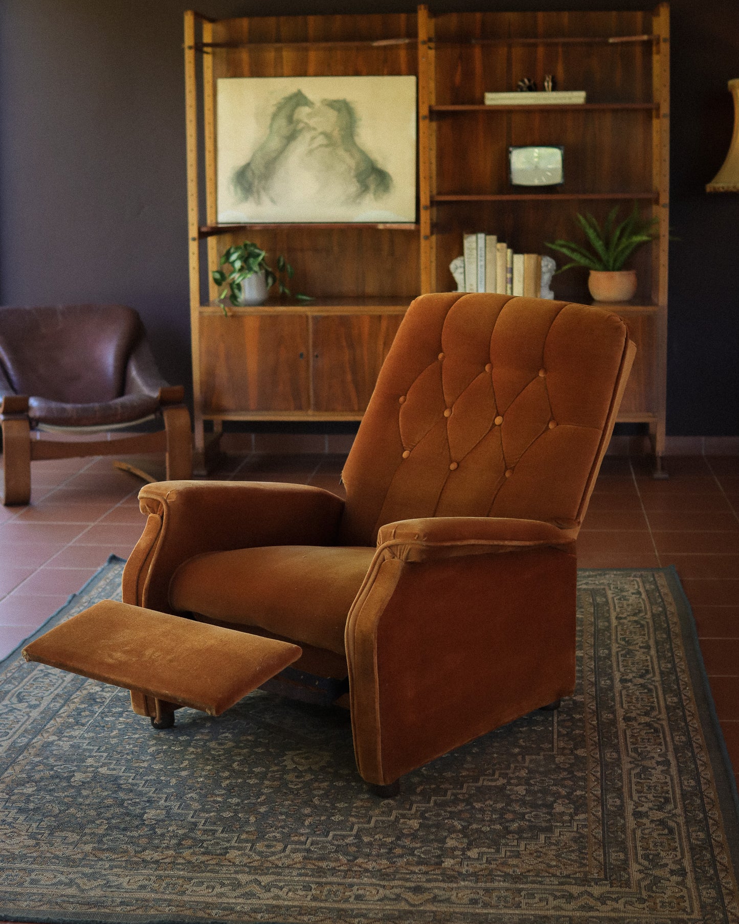 Retro Velvet Recliner
