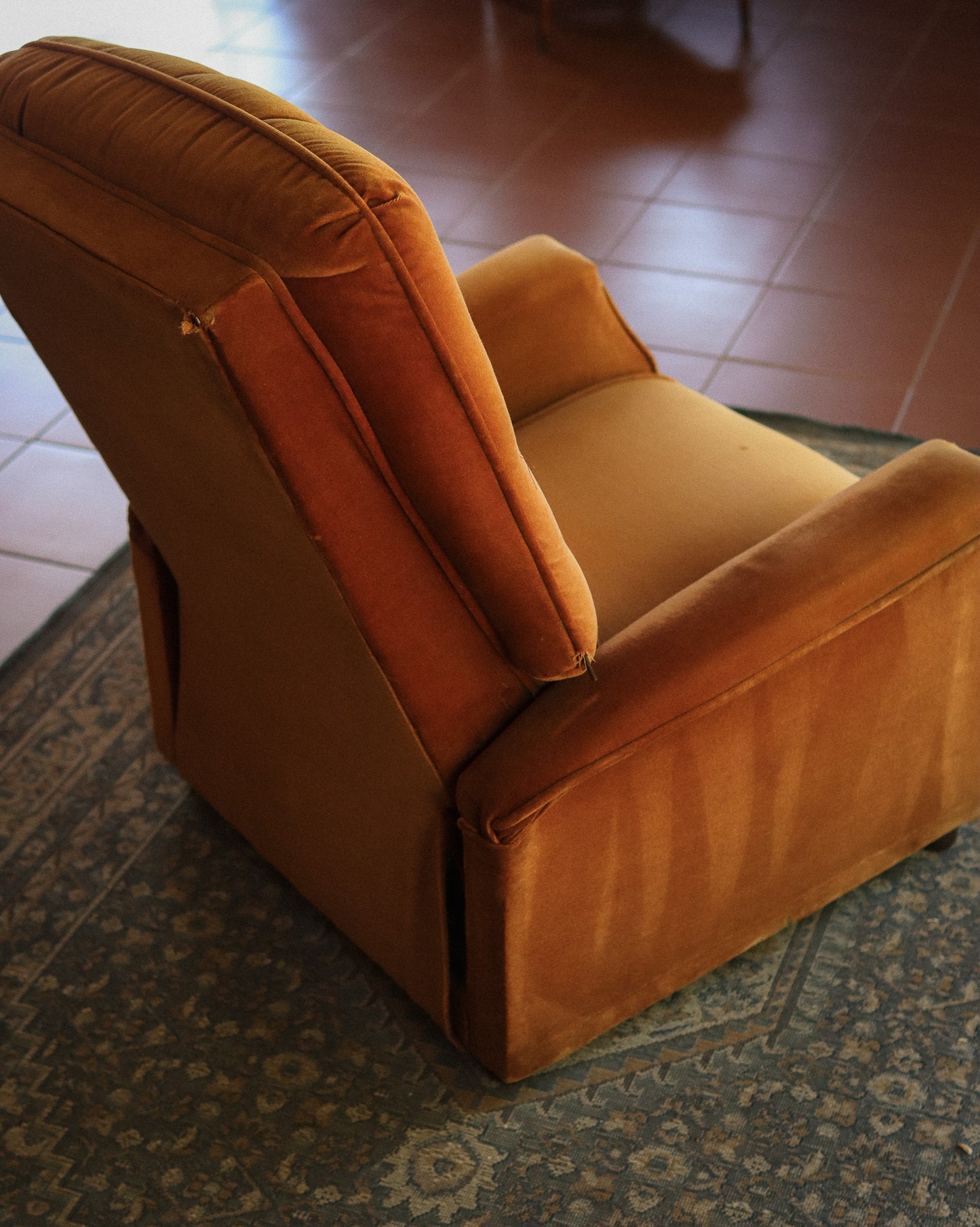 Retro Velvet Recliner