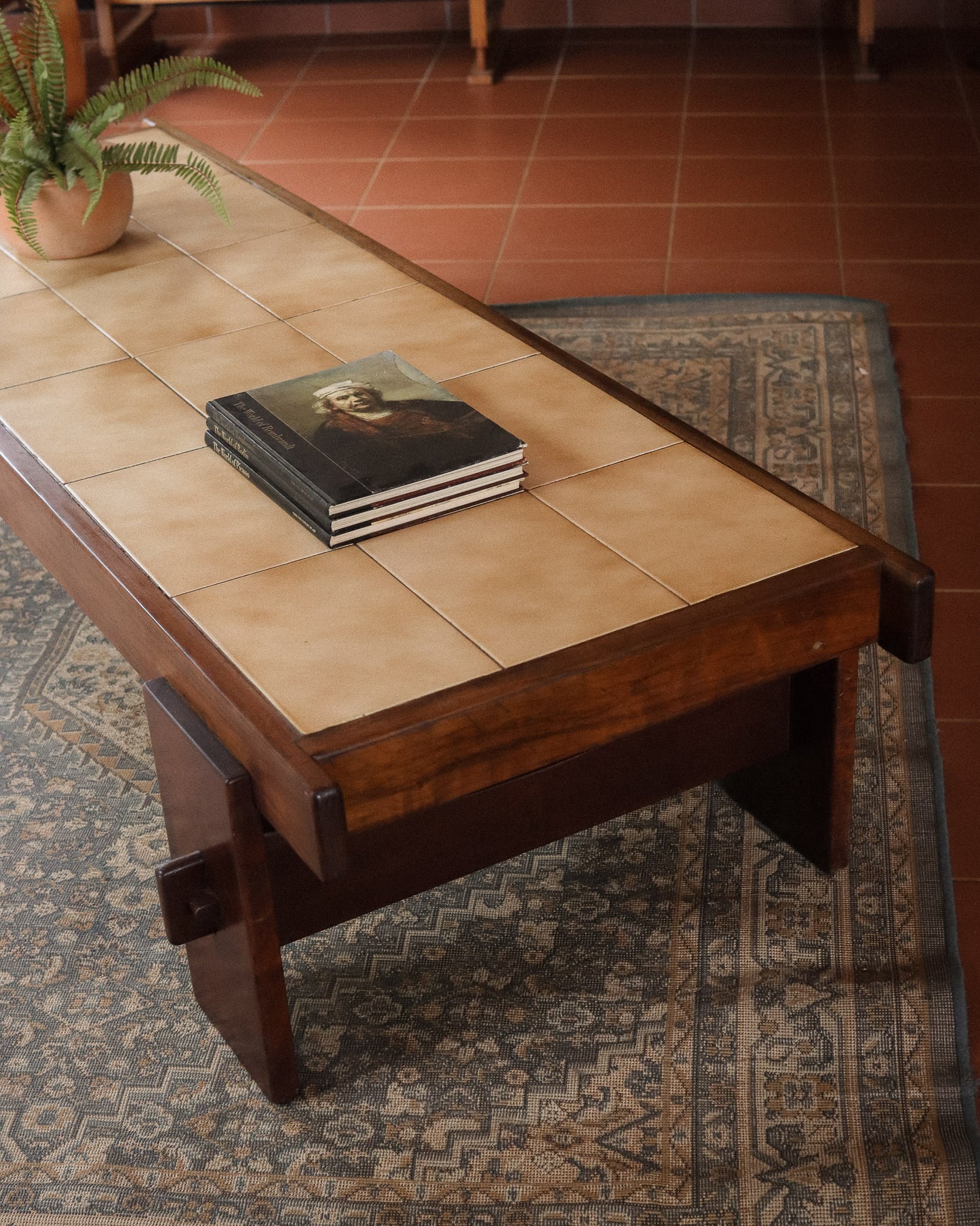 Large Retro Tile Top Coffee Table