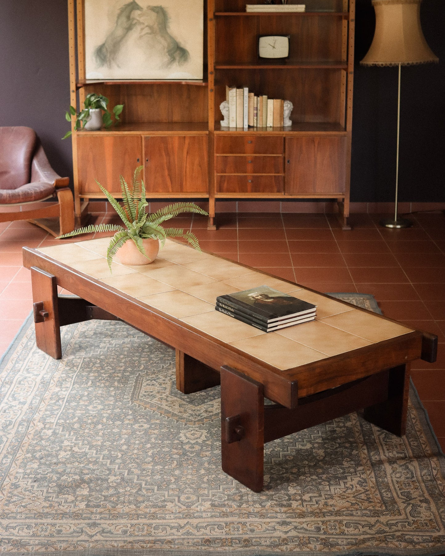 Large Retro Tile Top Coffee Table