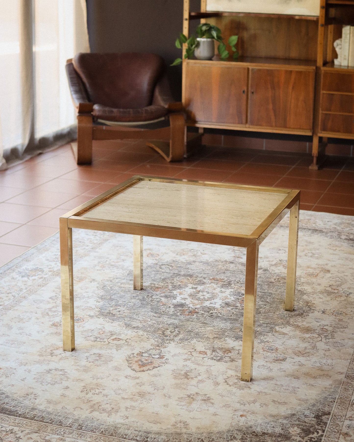 Mid-Century Travertine Coffee Table