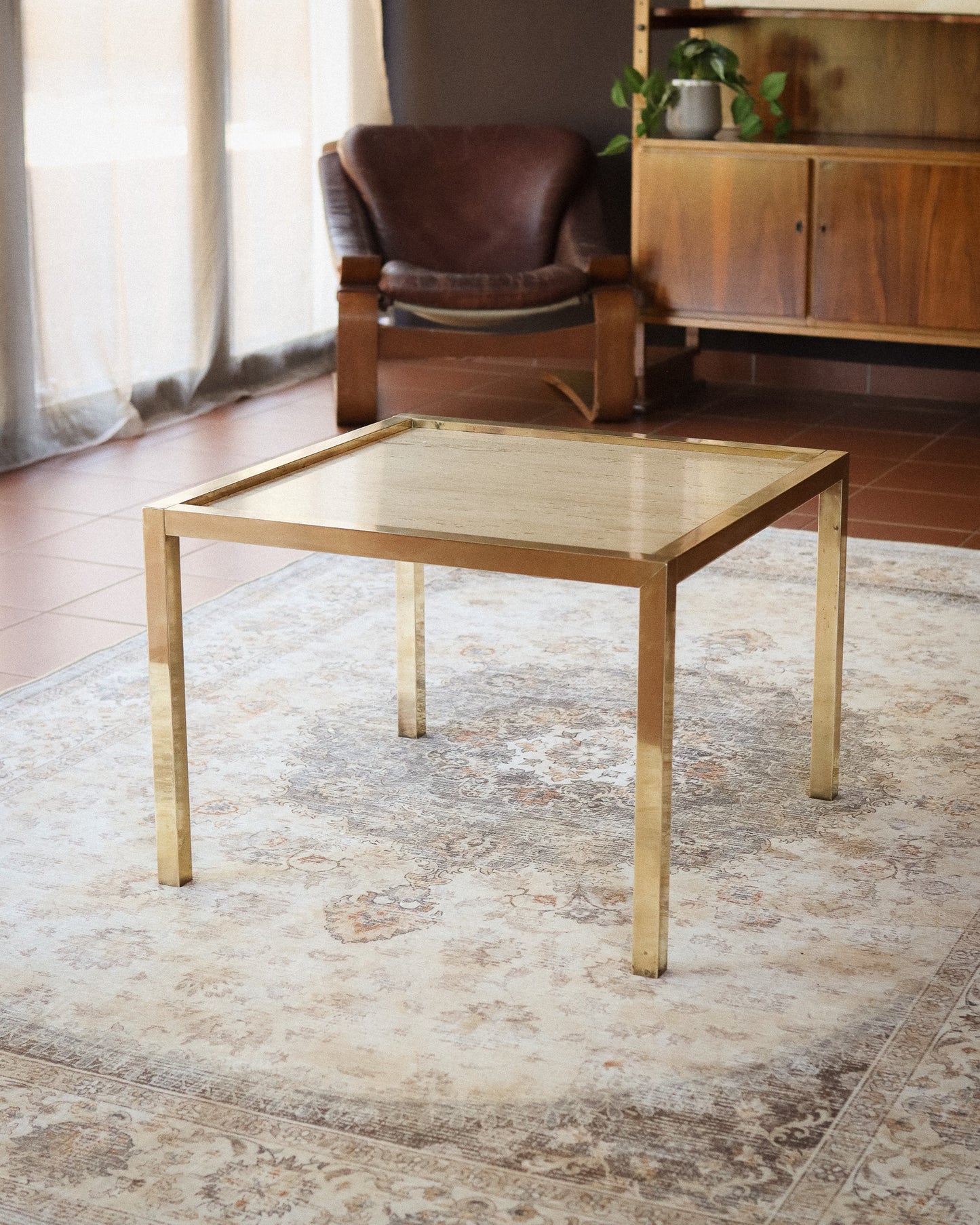 Mid-Century Travertine Coffee Table