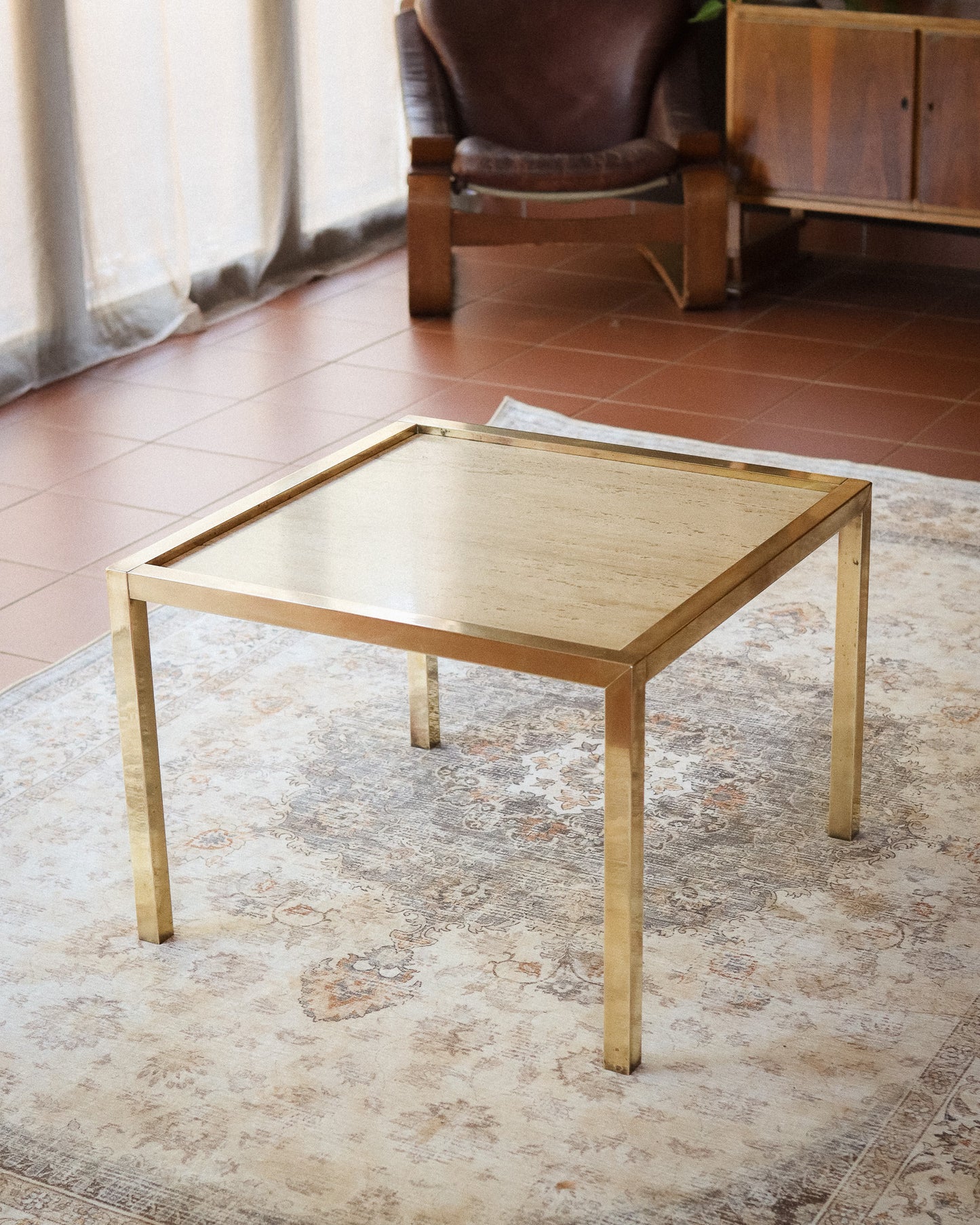 Mid-Century Travertine Coffee Table