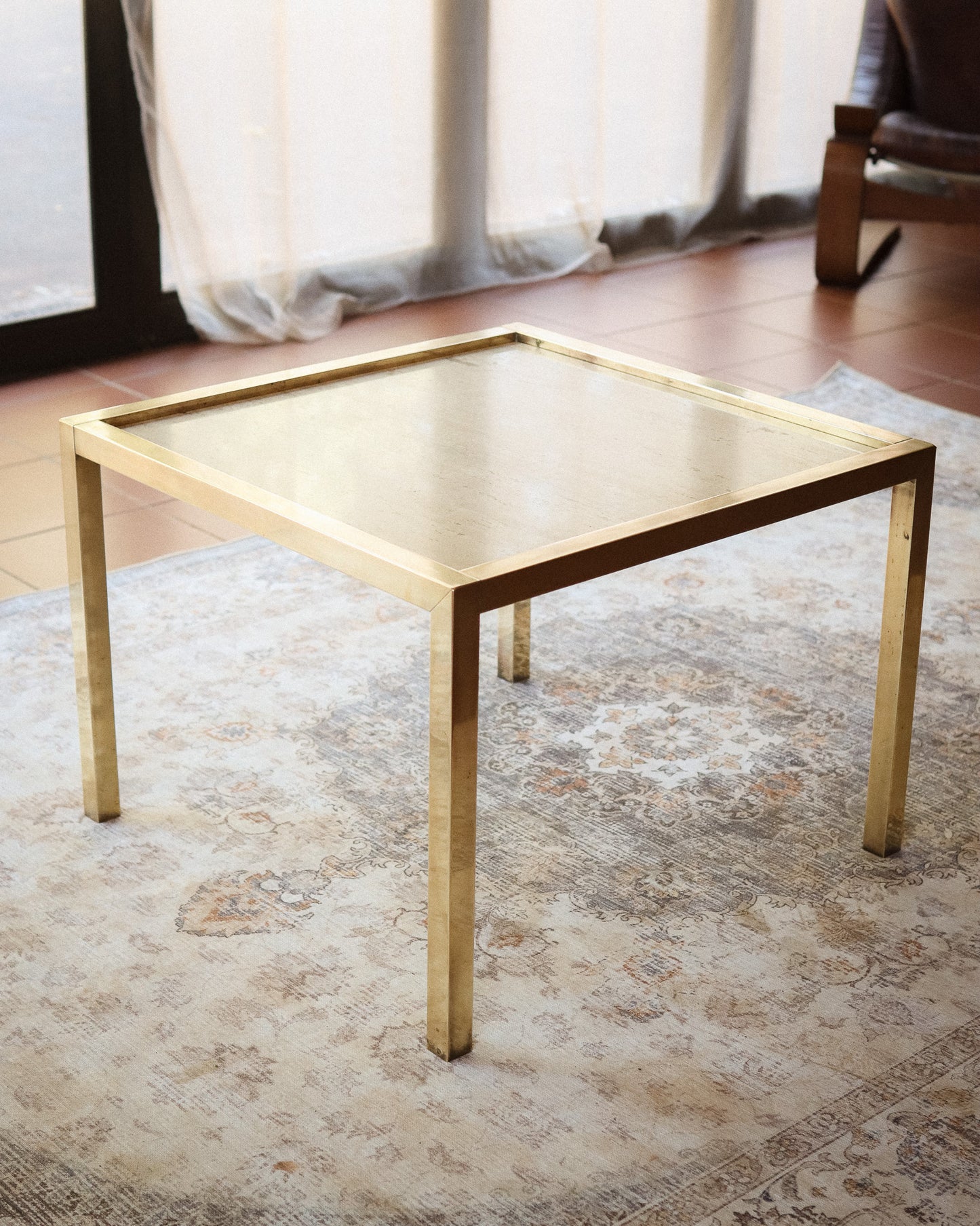 Mid-Century Travertine Coffee Table