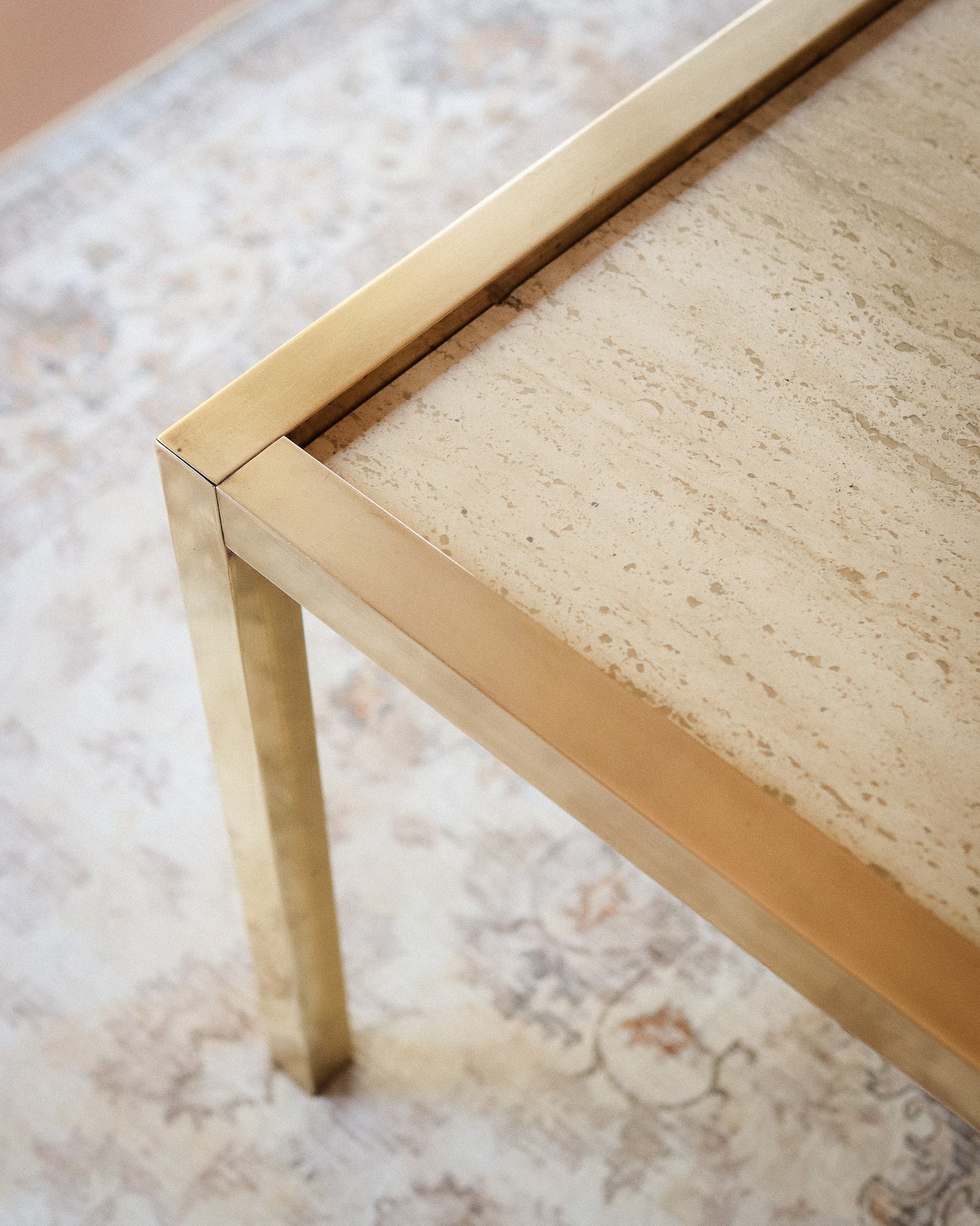 Mid-Century Travertine Coffee Table