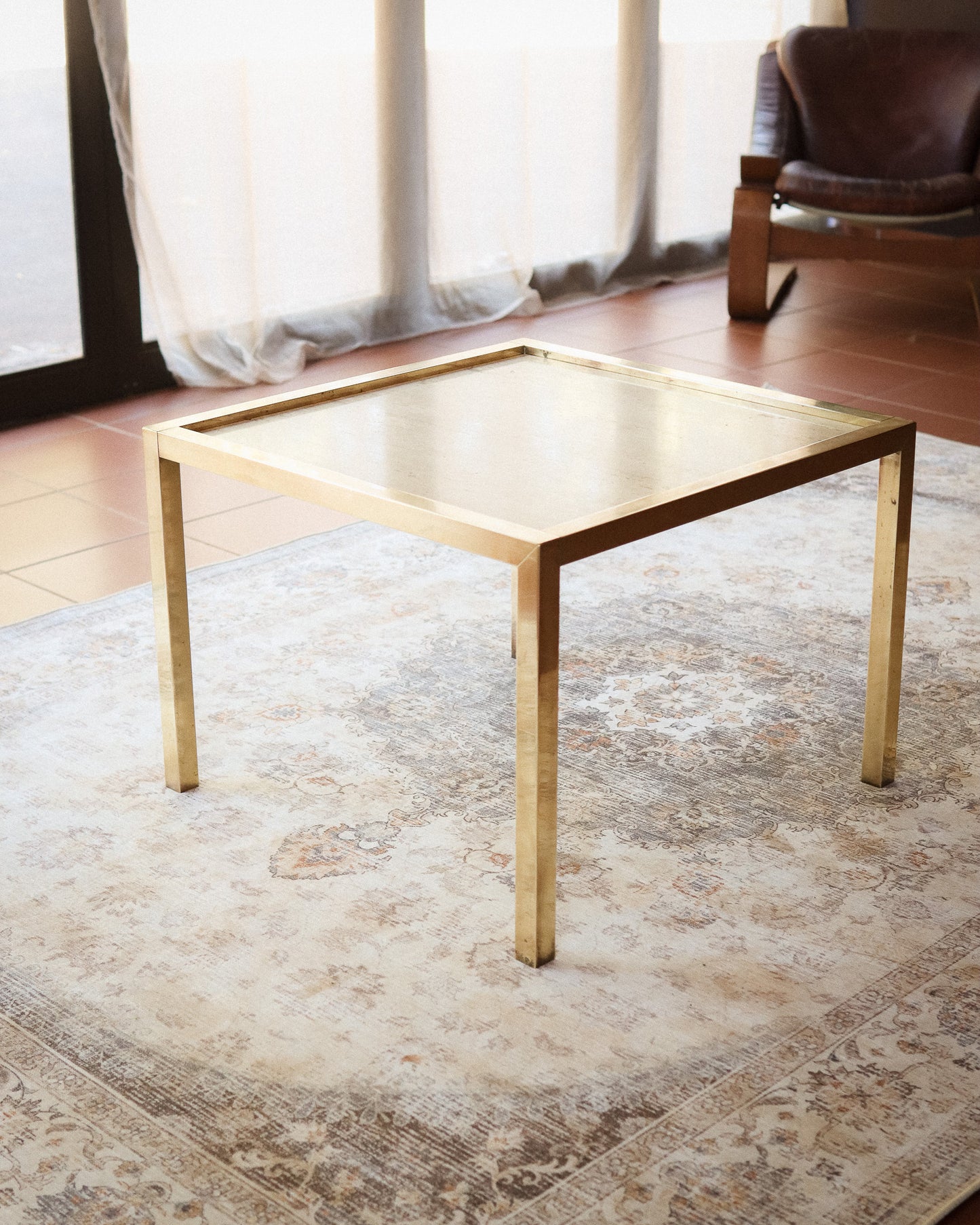 Mid-Century Travertine Coffee Table