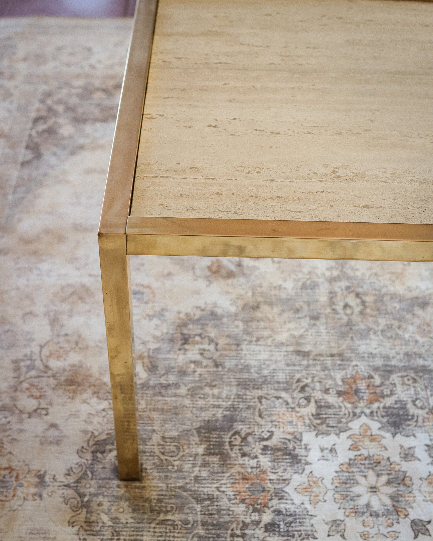 Mid-Century Travertine Coffee Table