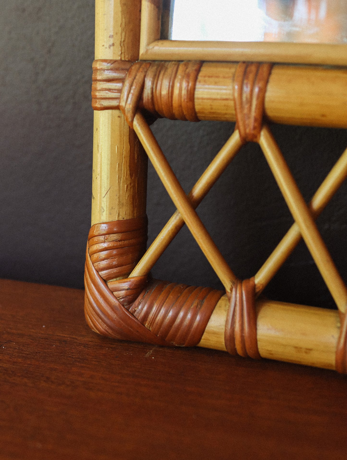 Vintage Cane Arch Mirror