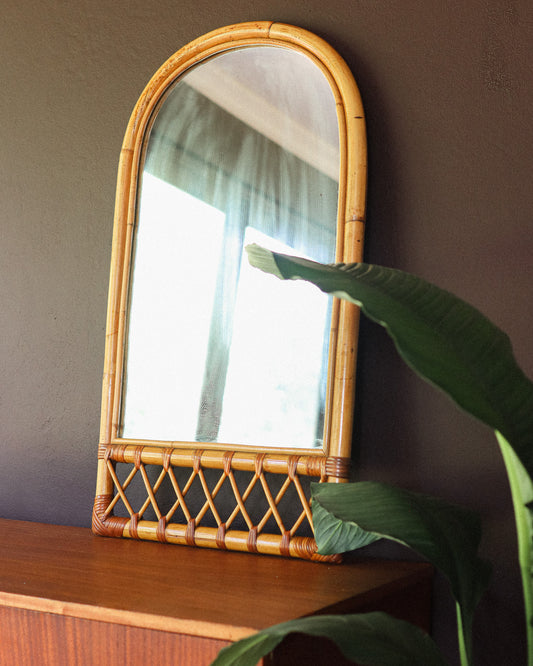 Vintage Cane Arch Mirror