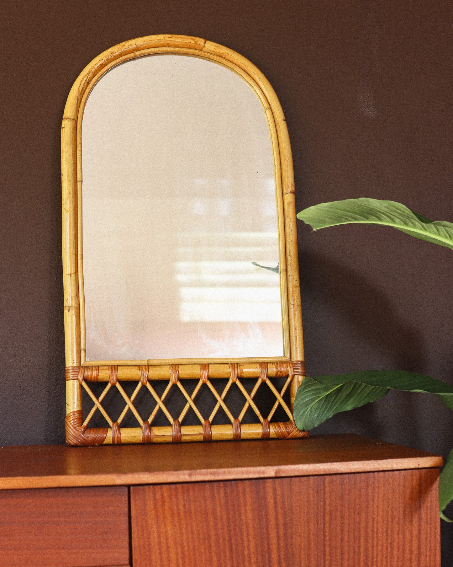 Vintage Cane Arch Mirror