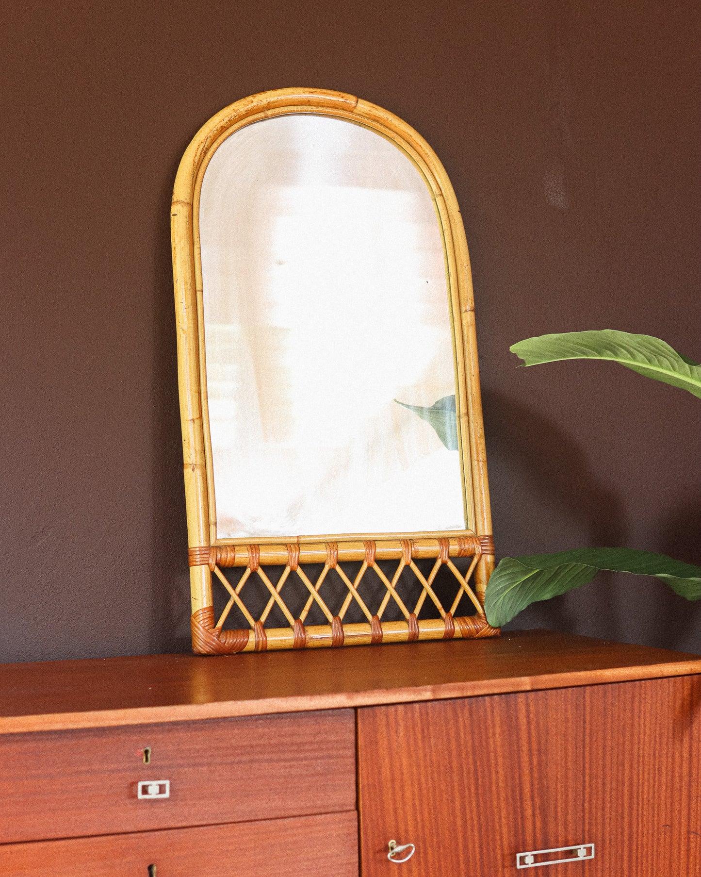 Vintage Cane Arch Mirror