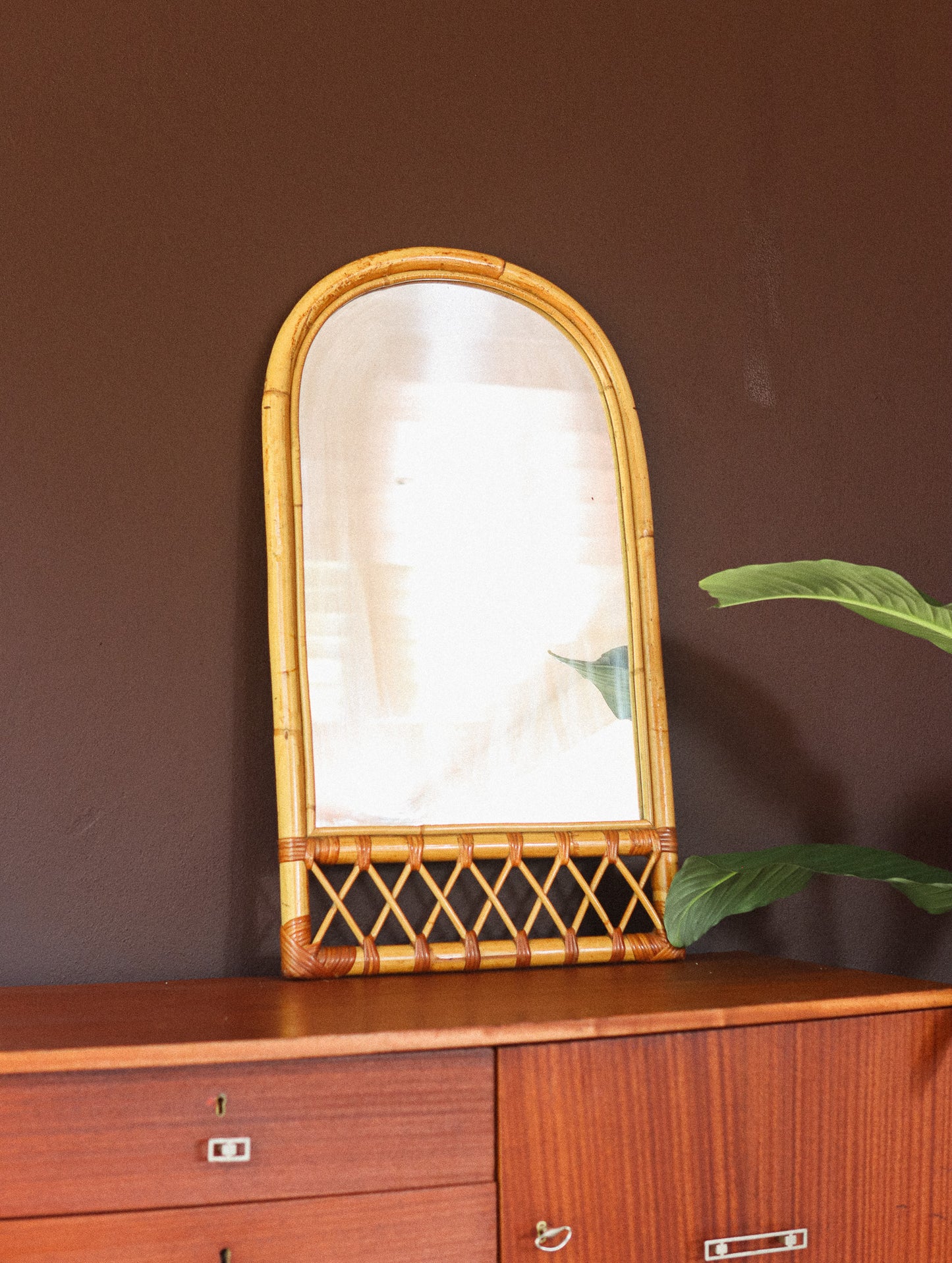 Vintage Cane Arch Mirror