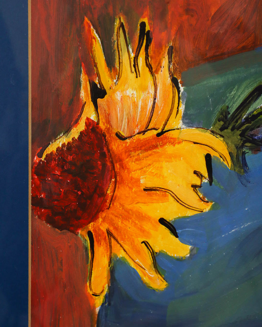 Vibrant Floral Still Life Painting in Solid Wood Frame