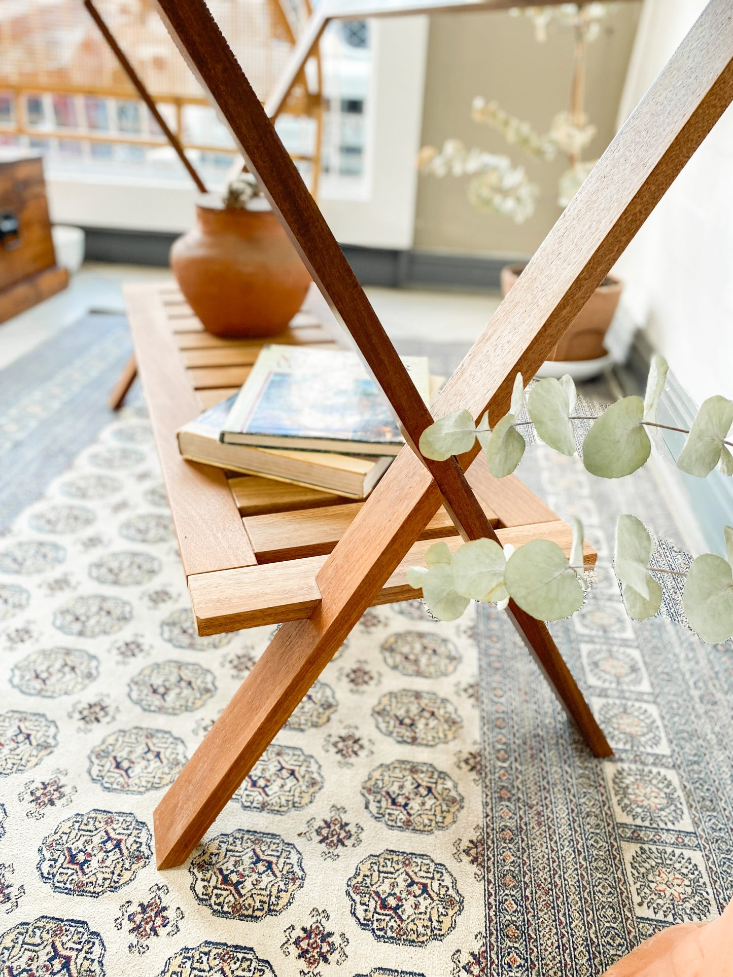 Glass Top Cross Legged Entry Table