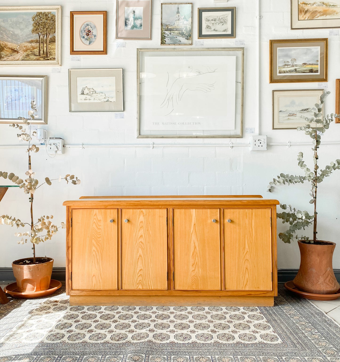 Travertine and Oak Sideboard