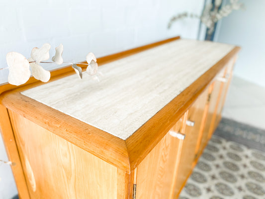 Travertine and Oak Sideboard
