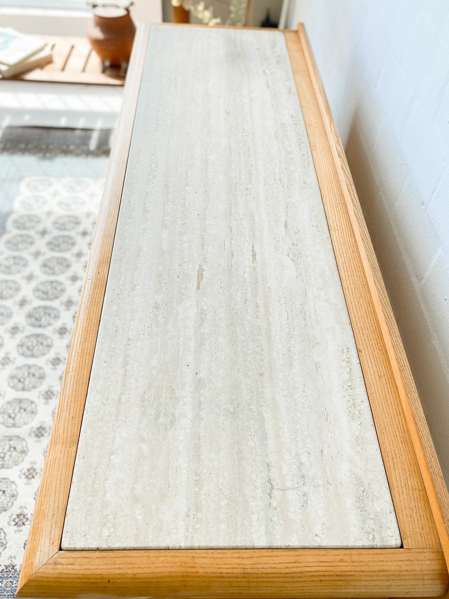 Travertine and Oak Sideboard