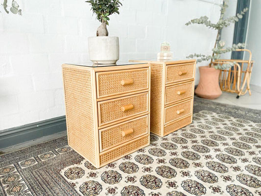 Pair of 3-tier Cane Pedestals